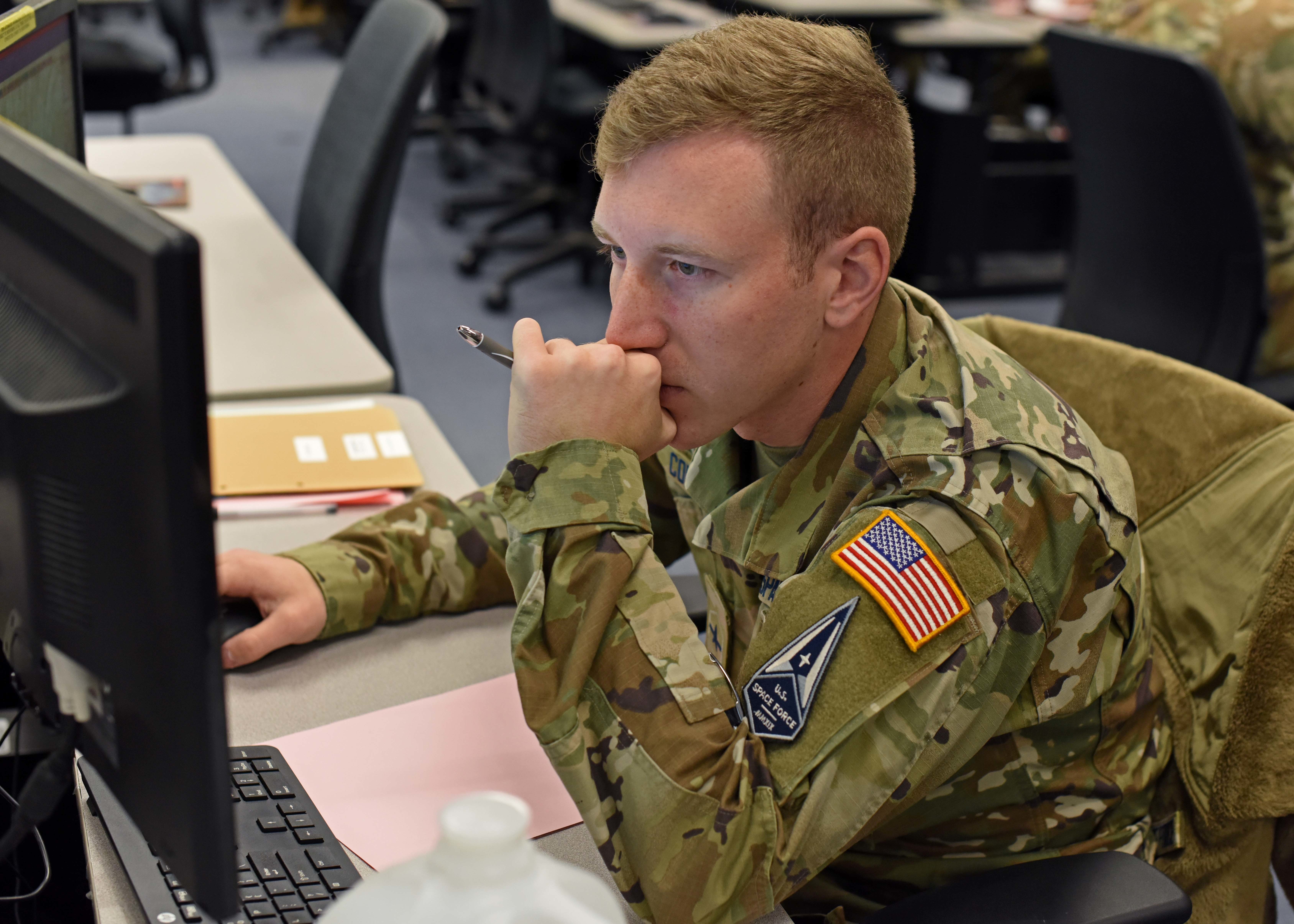 Student focusing on the computer